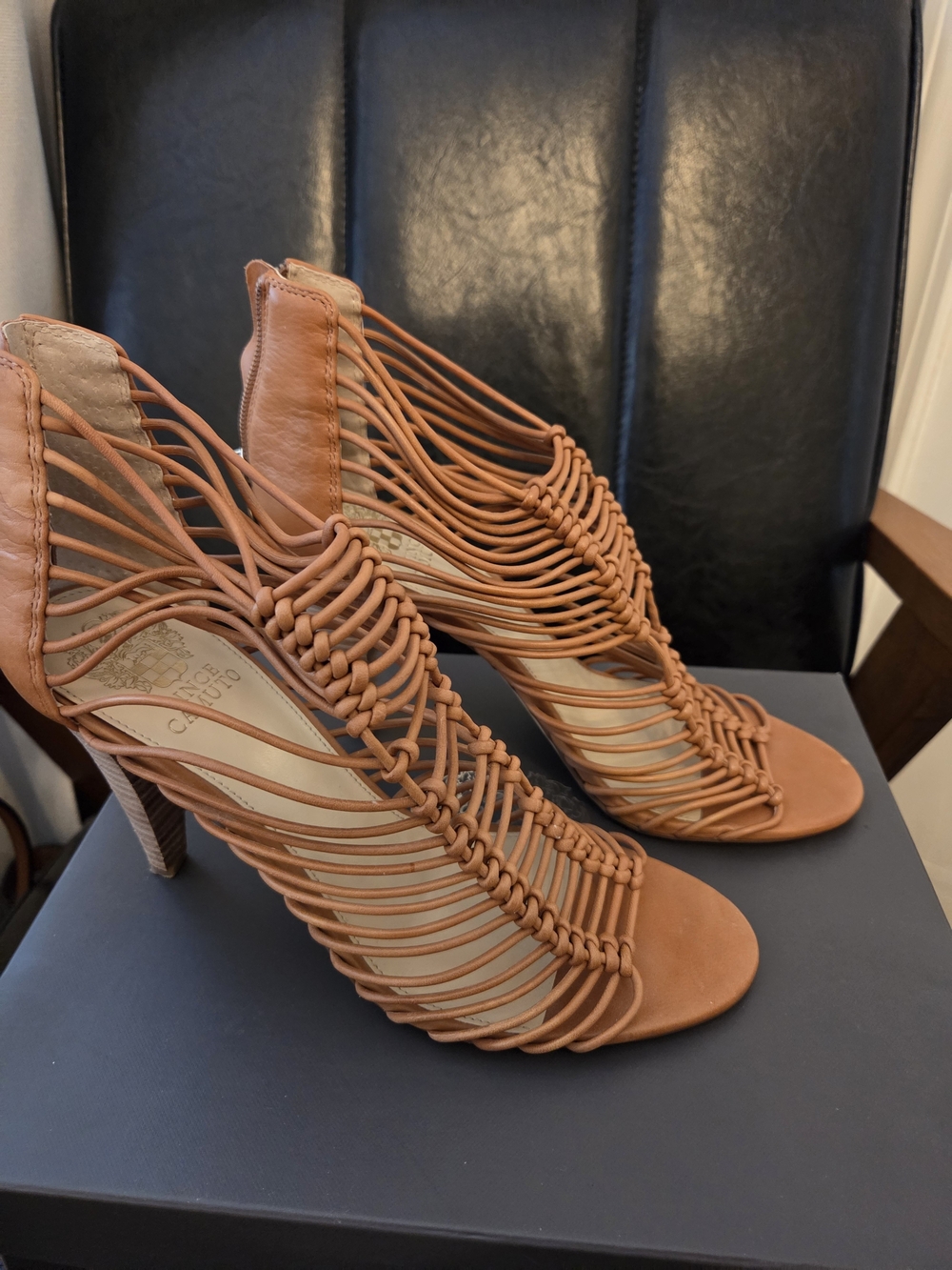 Vince Camuto Woven Strappy High-Heel Sandals - Tan